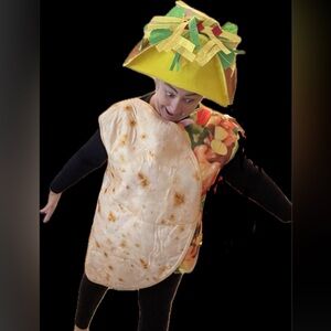 Unisex Adult Taco Hicarer Halloween Costume Food Outfit Set With Taco Hat